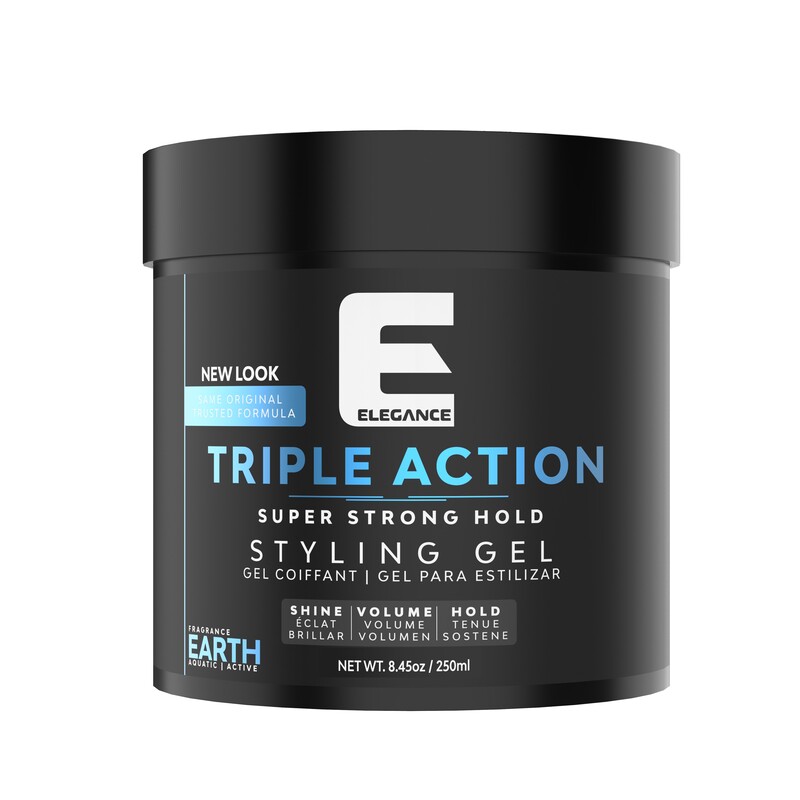 Elegance E Series Earth Triple Action Styling Gel 250ml - Super Strong Hold, Volumizing, Flake-Free with Long-Lasting Shine and Refreshing Fragrance