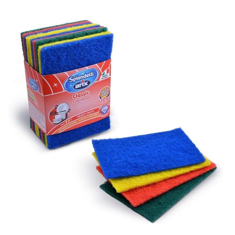 

Arix Splendelli Classic Colorful Scouring Pad 10pcs - Vibrant and Effective Cleaning Solution