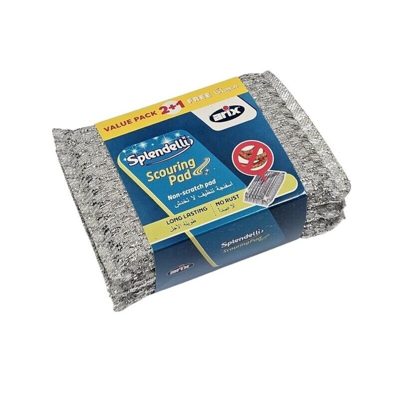 

Arix Splendelli Non-Scratch Scouring Pads 2+1 Free Pack - Premium Stainless Steel Wire for Tough Cleaning