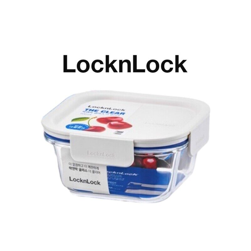 

LocknLock Clear Glass Square 500ml White - Durable, Airtight, Heat-Resistant Food Storage Container