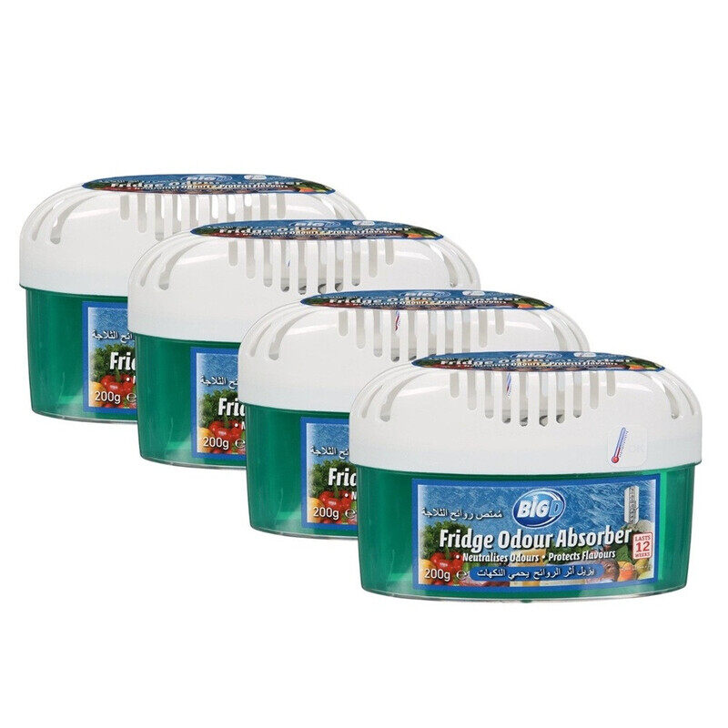 

Big D Fridge Odour Absorber 200g - PACK of 4 - Natural Seaweed Gel Formula for 90-Day Odor Control
