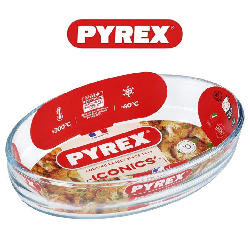 

Pyrex Essentials 1.6L Oval Glass Roaster - Perfect for Gratins, Lasagna & More