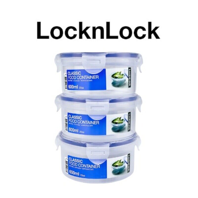 

Lock & Lock LocknLock 600ML Round Airtight Food Storage PACK OF 3 - BPA-Free, Microwave, Freezer, and Dishwasher Safe