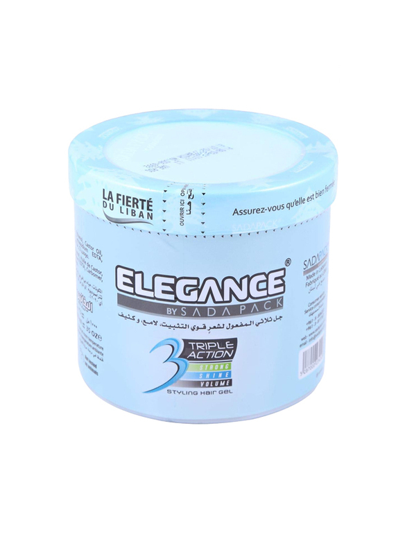 Elegance Triple Action Styling Hair Gel for All Hair Types, Blue, 1000ml