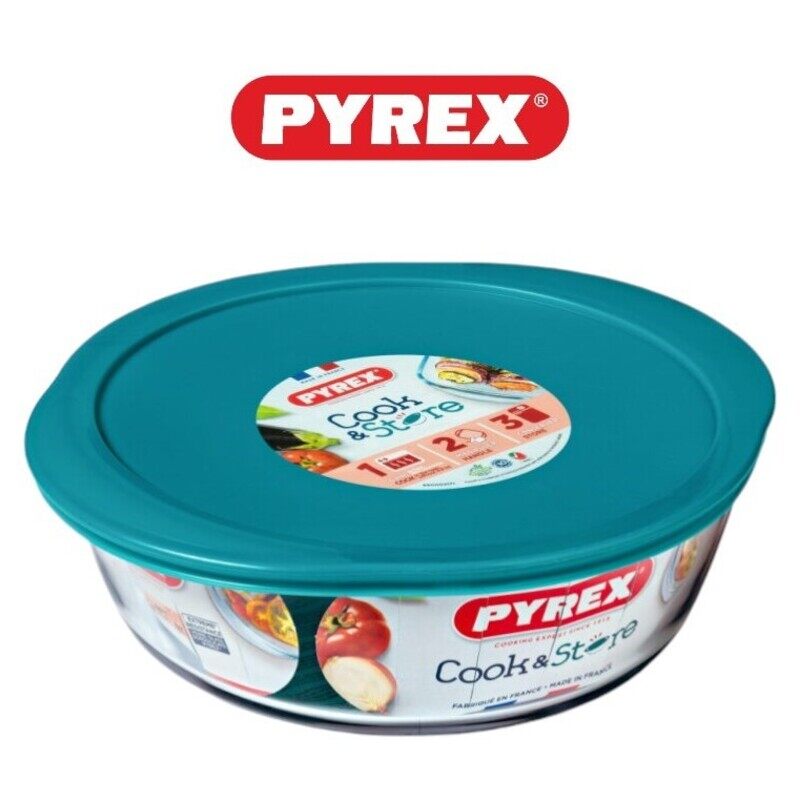 

Pyrex Cook&Store 1.1L Round Roaster with Lid for Versatile Cooking and Storing