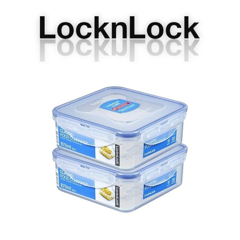 

Lock & Lock LocknLock Classic Airtight Squared Containers 870ml (Set of 2) - BPA-Free, Microwave and Freezer Safe