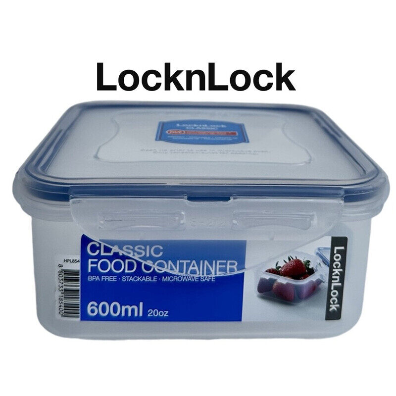 

Lock & Lock LocknLock Square Food Container 600ml - Airtight, BPA-Free, Microwave, Freezer, and Dishwasher Safe