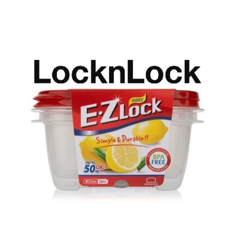 

Lock & Lock LocknLock EzLock Rectangle Container Set - 800ml (Set of 2), Clear Base, Stackable, Microwave-Safe