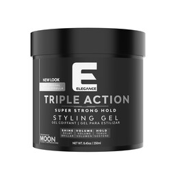 Elegance E Series Moon Triple Action Styling Gel 250ml - Super Strong Hold, Volumizing, Flake-Free with Long-Lasting Shine and Refreshing Fragrance