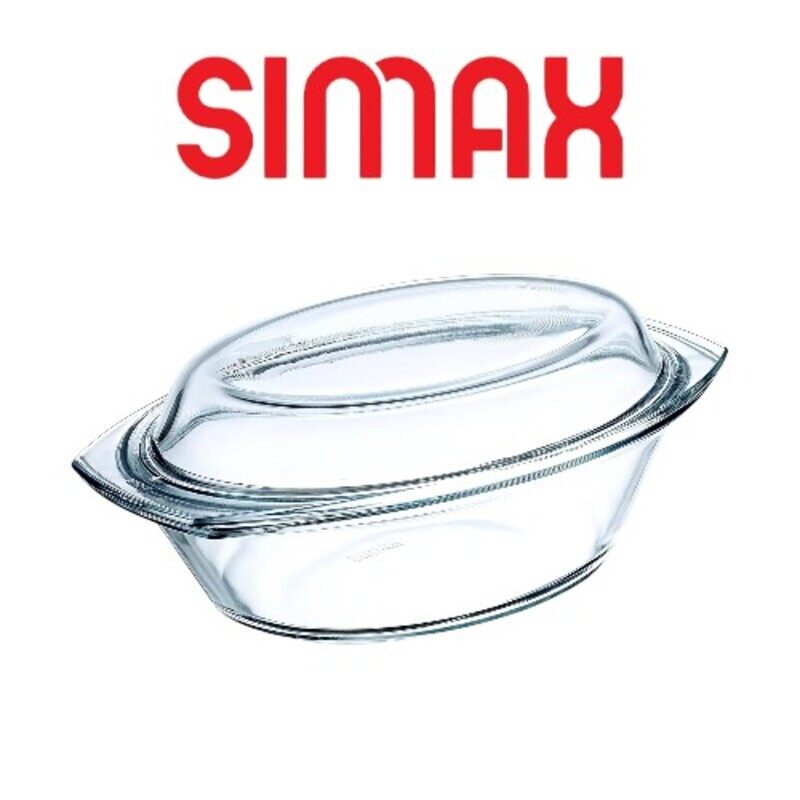 

Simax Oval Casserole with Glass Lid 2.5L + 1.9L - Heat-Resistant Glass, Multi-Functional for Baking, Stewing & Roasting, Oven & Fridge Safe