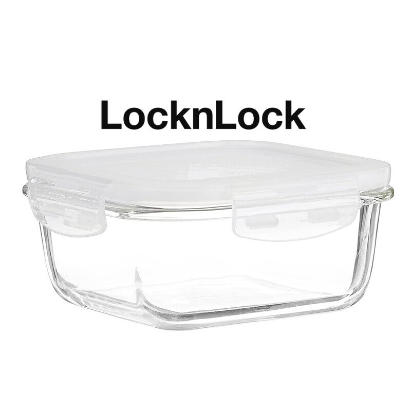 

Lock & Lock LocknLock 540ml Oven-Safe Borosilicate Glass Square Container with Airtight Lid - Microwave, Freezer, and Dishwasher Safe