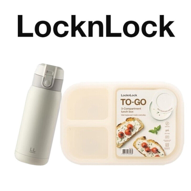 

LocknLock To Go Lunchbox & Chubby Tumbler Pack - Stylish & Practical On-the-Go Ivory Set