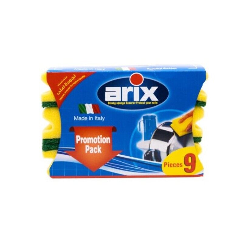 

Arix Grip Sponge 9pcs - Heavy-Duty Scouring Sponges for Tough Cleaning Tasks