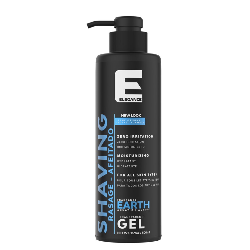 Elegance E Series Shaving Gel, Earth 500ml - Moisturizing, Irritation-Free, Transparent Formula for Sensitive Skin