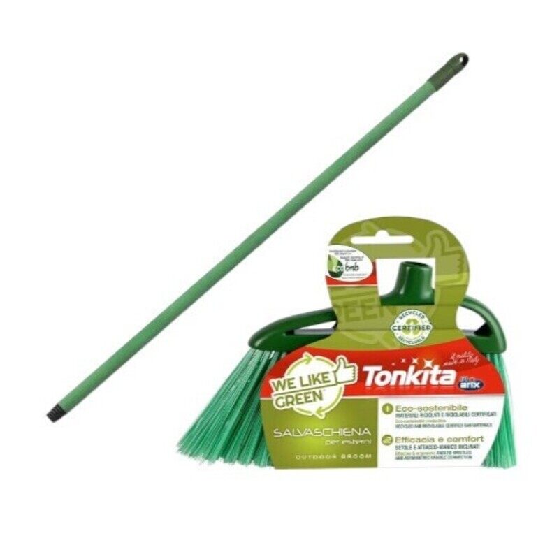 

Tonkita TK672 Eco Outdoor Broom with Stick - Recycled Materials, Durable Design for Effective Sweeping