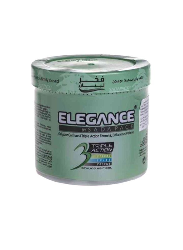 Elegance Triple Action Styling Hair Gel for All Hair Types, Green, 1000ml