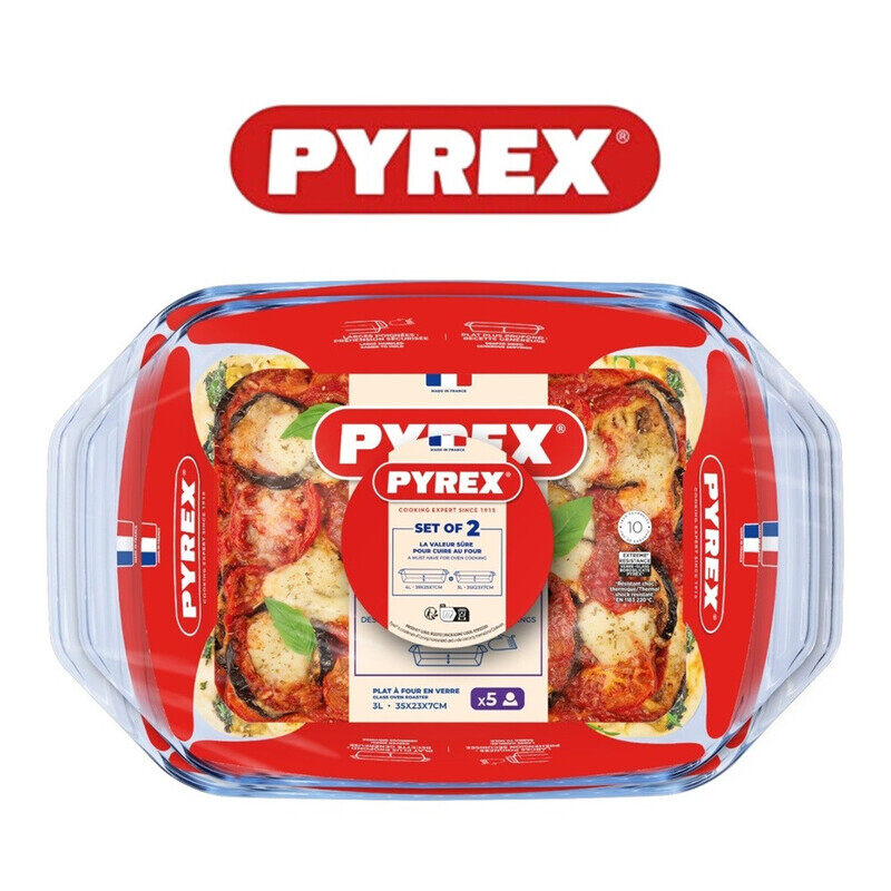 

Pyrex Irresistible Rectangular Roaster Set (4L+3L) - Oven, Microwave, Freezer, and Dishwasher Safe