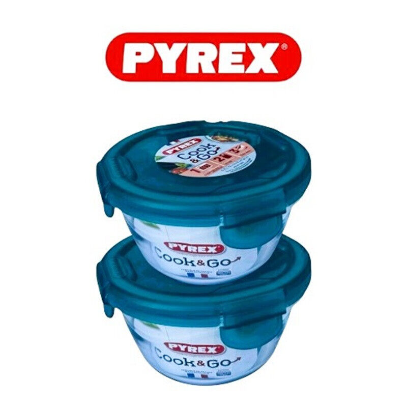 

Pyrex Cook & Go Round Storage Dish 700ml - Pack of 2 - Airtight, Oven & Microwave Safe