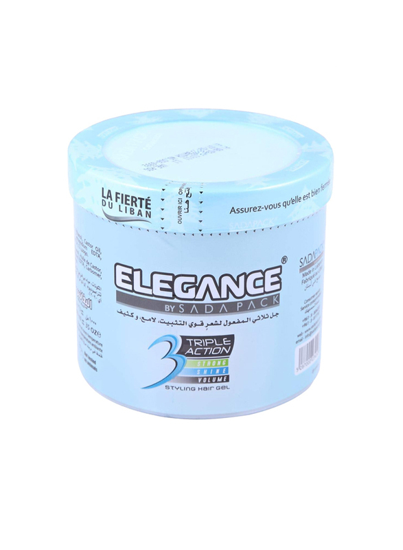 Elegance Triple Action Styling Hair Gel for All Hair Types, Blue, 500ml