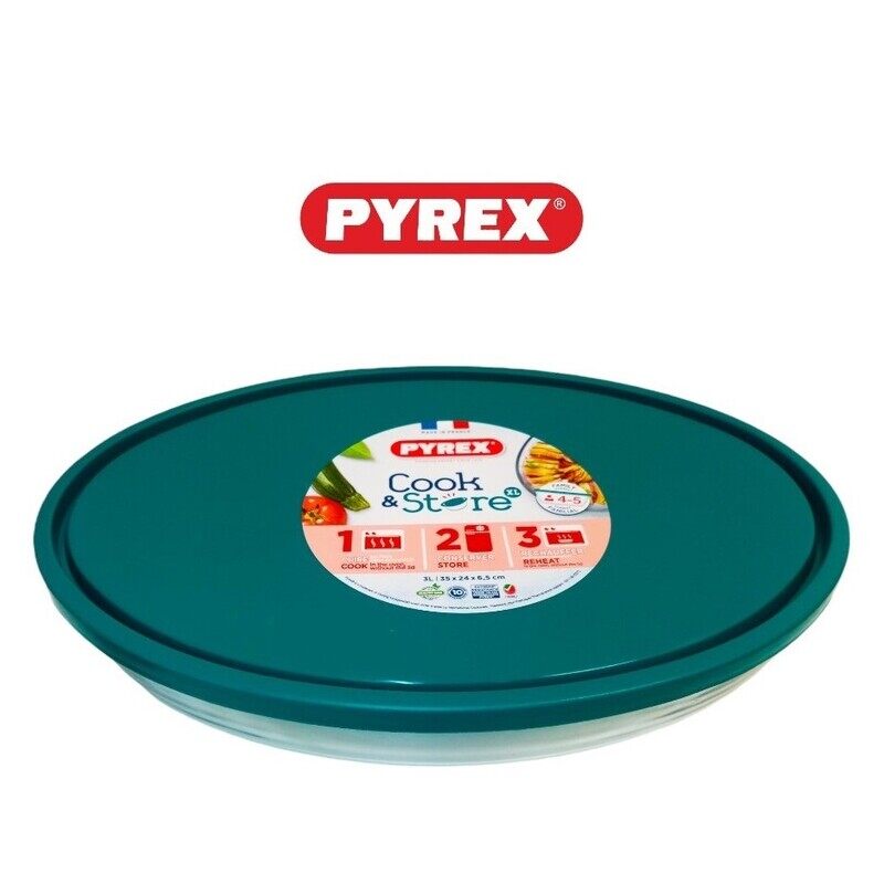 

Pyrex Cook&Store 3L Oval Roaster with Lid for Versatile Cooking and Storing