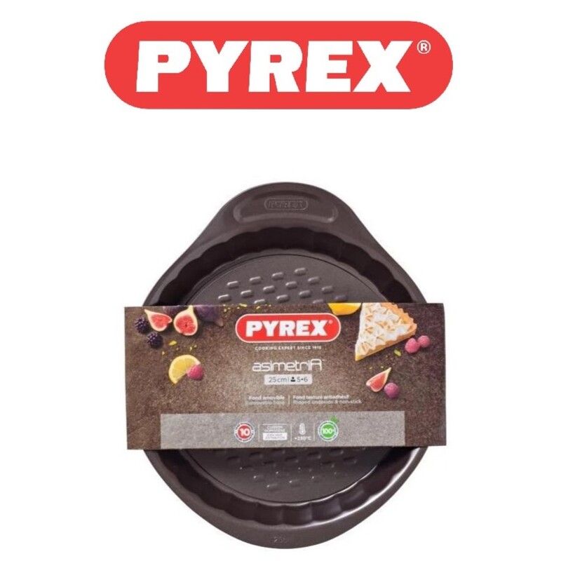 

Pyrex Asimetria Flan Pan Loose Base 25cm - Durable, Easy Release, Optimal Grip, Elegant Design