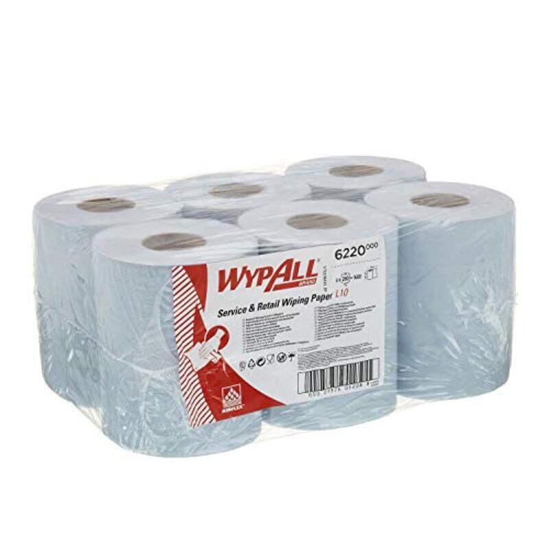 

WypAll L10 Service & Retail Wiping Paper, Blue - 280 Sheets per Roll, Pack of 6 Rolls