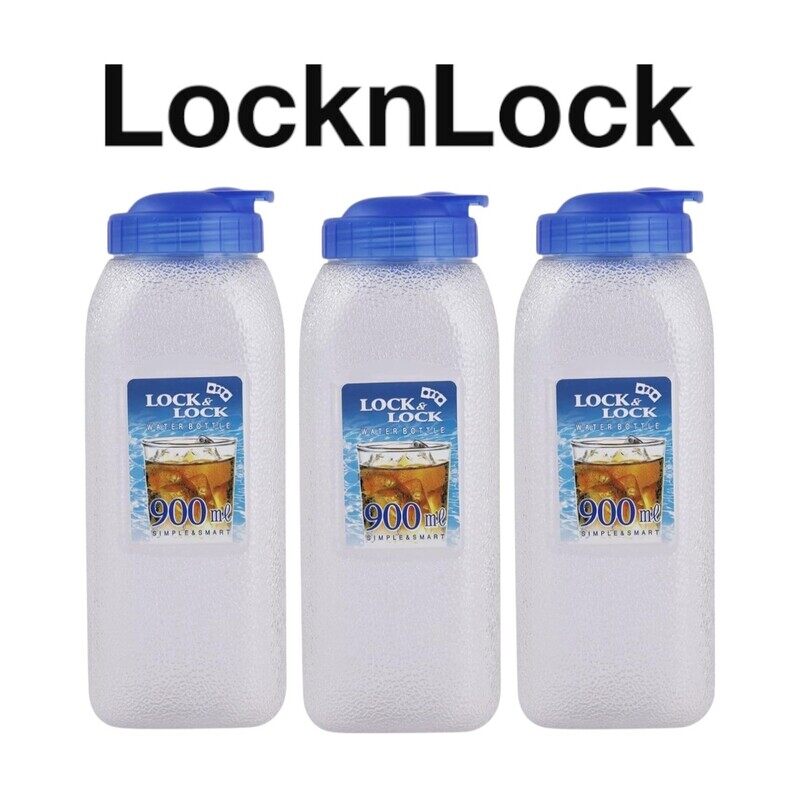 

LocknLock Aqua Water Bottle 900ml - Pack of 3, BPA-Free, Flip-Top Lid