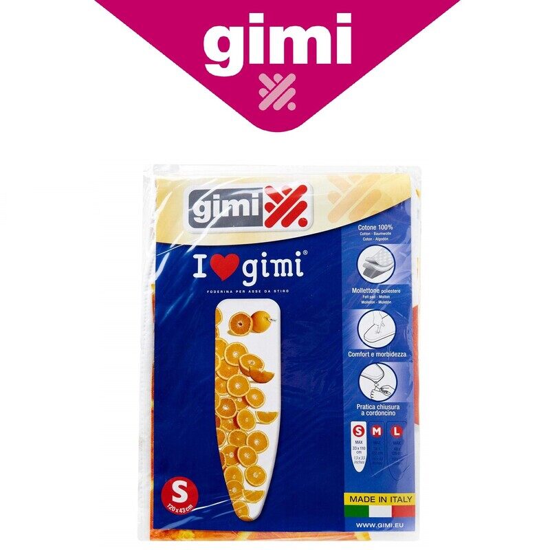 

Gimi Cotton Ironing Board Cover with Integrated Padding and Drawstring Closure, 123x43 cm