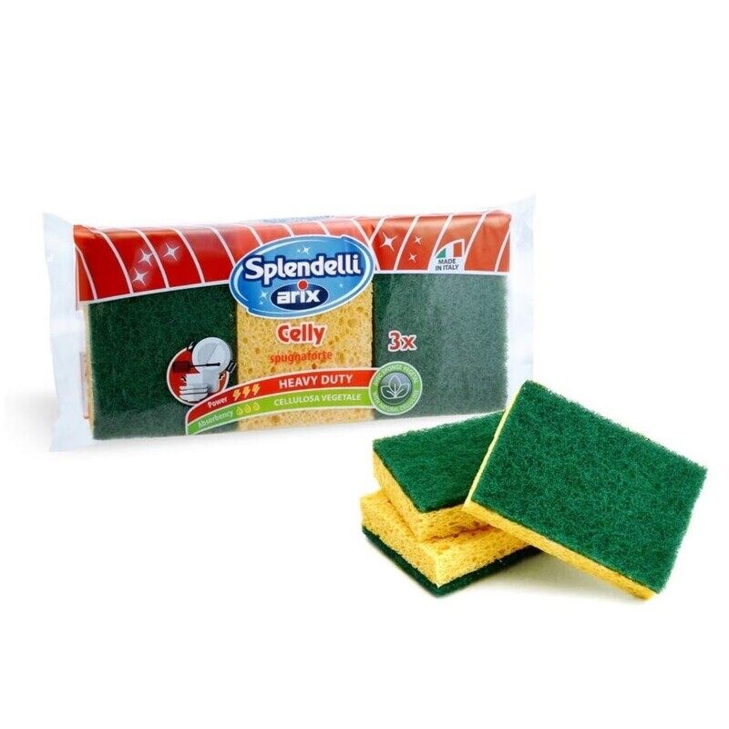 

Arix Natural Sponge 3pcs - Cellulose, Extra-Strong Abrasive, Super Absorbent for Tough Cleaning