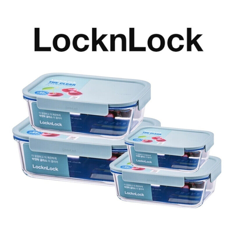 

LocknLock The Clear Glass Rectangular Mint Pack - 160ml, 380ml, 630ml & 1L