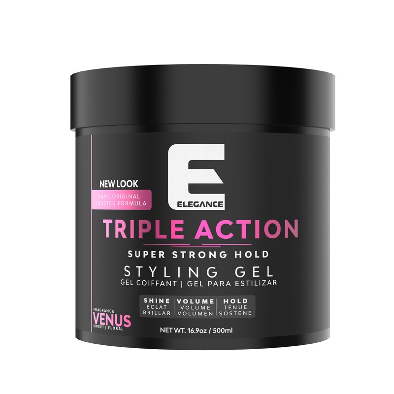 Elegance E Series Moon Triple Action Styling Gel 500ml - Super Strong Hold, Volumizing, Flake-Free with Long-Lasting Shine and Refreshing Fragrance