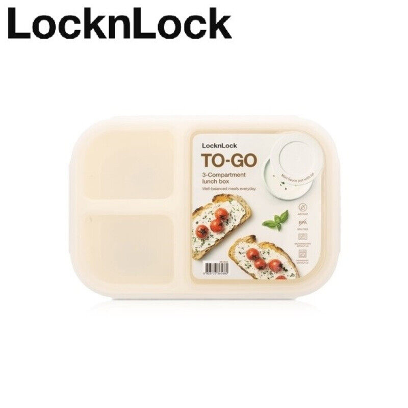 

Lock & Lock LocknLock To Go Lunchbox 980ml White - Leak-Proof, Compact, Microwave Safe