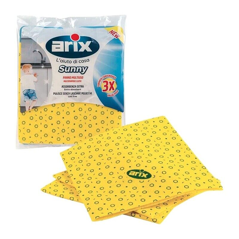 

Arix Sunny Yellow Multipurpose Cloth 3 pcs - Premium Quality Cleaning Towels for Dry & Wet Use