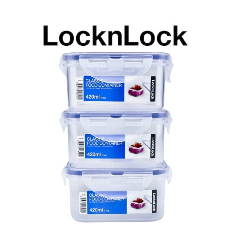 

Lock & Lock LocknLock 420ml Square Airtight Food Storage PACK OF 3 - BPA-Free, Microwave, Freezer, and Dishwasher Safe