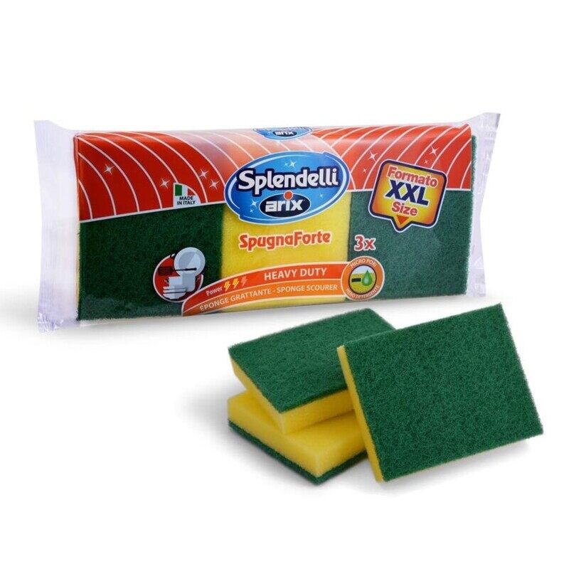 

Arix Large Sponge Scourer 3 pcs - Natural Cellulose, Heavy-Duty Stain Removal, Eco-Friendly, Easy-Grip Handles