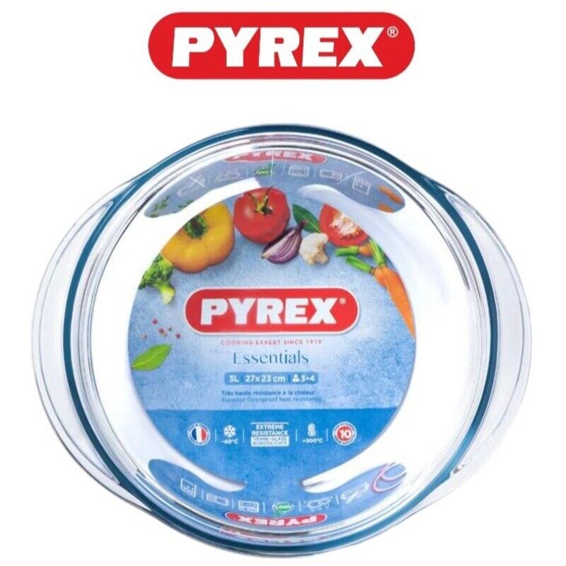 

Pyrex Essential 3L Round Casserole - Durable Borosilicate Glass for Versatile Cooking and Serving