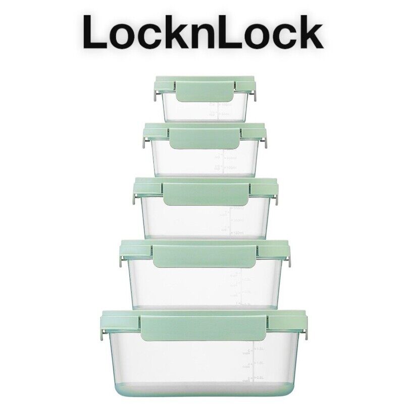 

Lock & Lock LocknLock Nestopia Airtight Containers 230ml + 500ml + 920ml + 1.6L + 2.7L (Set of 5) - Airtight, Microwave and Freezer Safe