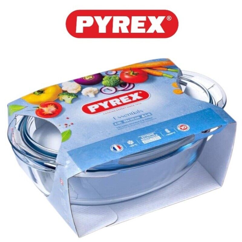 

Pyrex Essential 4L Oval Casserole - Versatile Borosilicate Glass Dish for Baking, Roasting, and Serving