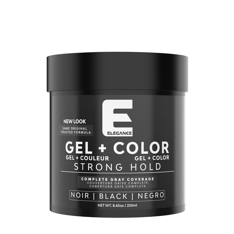 Elegance E Series Gel, Black 250ml - Instant Grey Coverage, Strong Hold, Long-Lasting Shine, Easy Rinse Formula