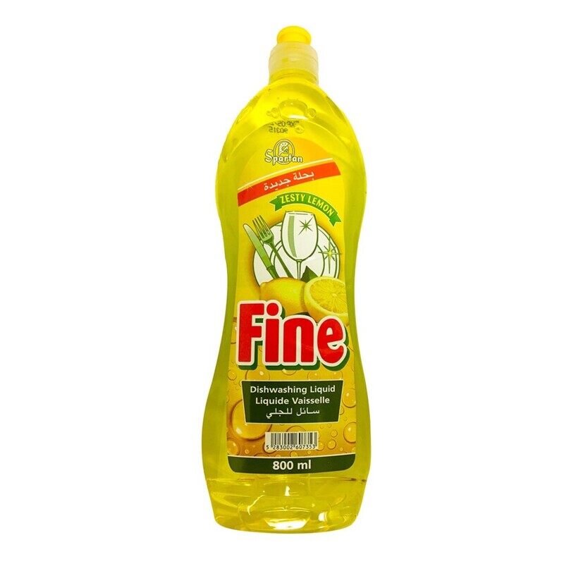 

Spartan Fine Dishwashing Liquid - 800 ml Lemon-Scented Concentrate for Effective Grease Removal and Gentle Cleaning