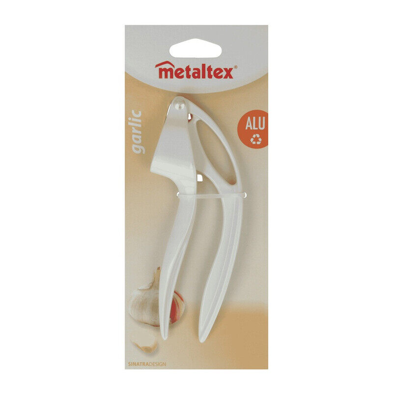 

Metaltex Garlic Press - White Epoxy Coated, Durable & Dishwasher Safe