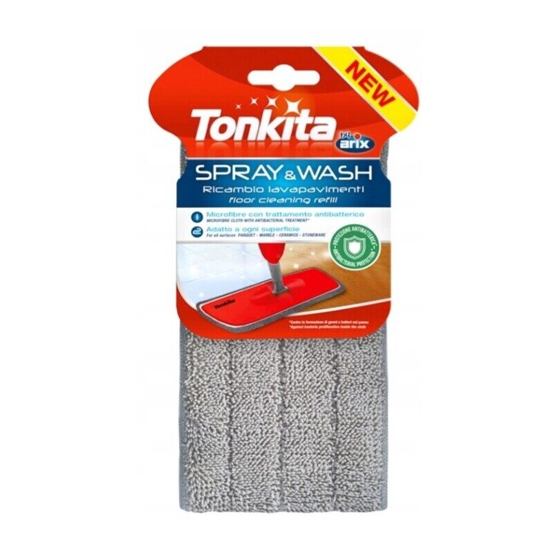 

Tonkita Spray&Wash AntiBacterial Microfiber Flat Mop Refill - Long-Lasting, Hygienic, and Versatile Cleaning Solution for All Floor Types