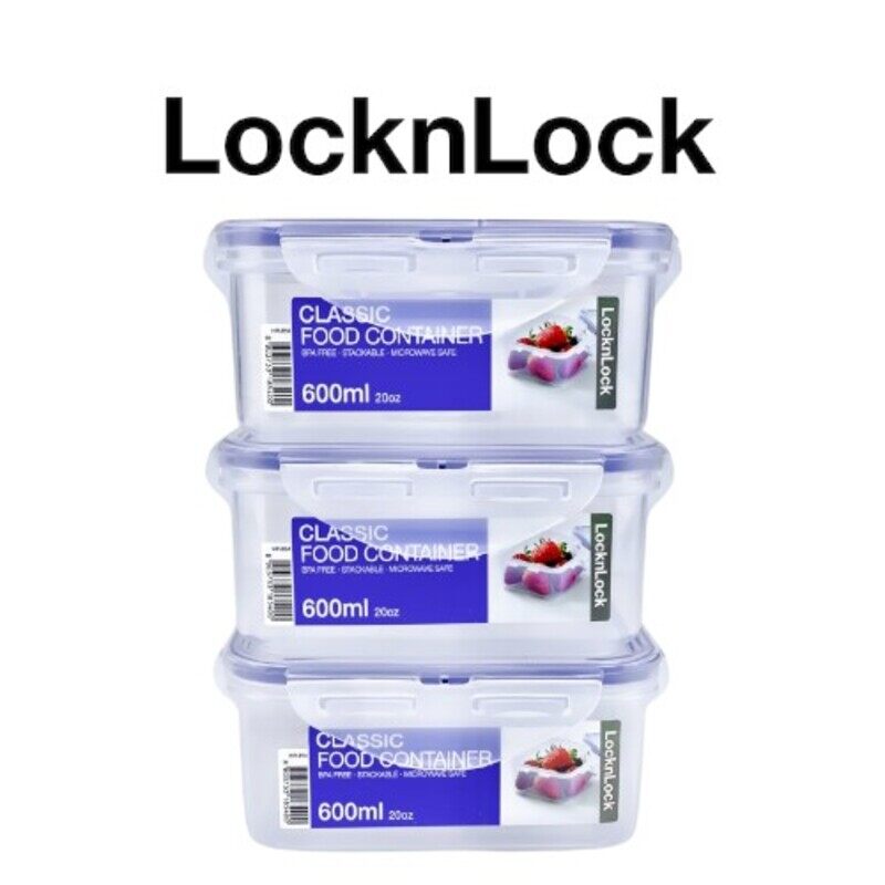 

Lock & Lock LocknLock 600ml Square Airtight Food Storage PACK OF 3 - BPA-Free, Microwave, Freezer, and Dishwasher Safe