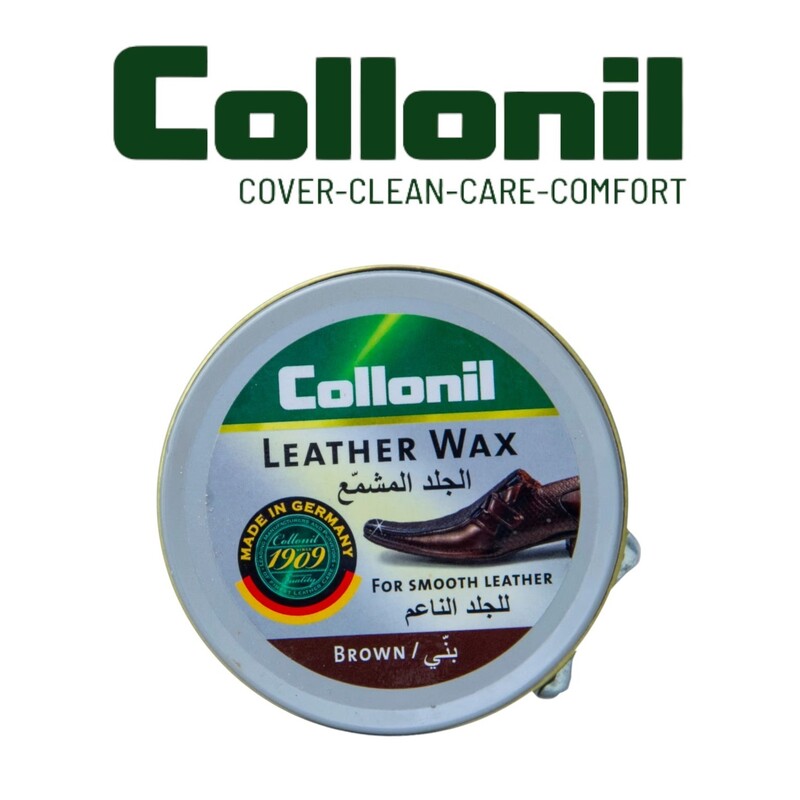 Collonil Leather Wax Tin Brown 50ml - Nourishing High-Gloss Shoe Polish for Premium Leather Care