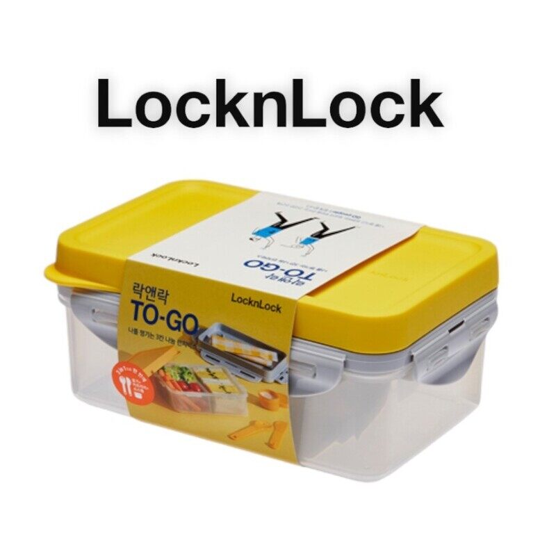 

Lock & Lock LocknLock To Go 3-in-1 Lunchbox, Yellow - BPA-Free, Airtight Container with Cutlery for On-the-Go Meals