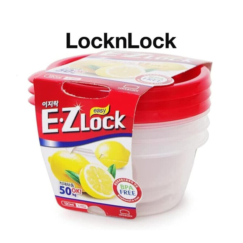 

Lock & Lock LocknLock EzLock Round Container Set - 120ml (Set of 3), Clear Base, Stackable, Microwave-Safe