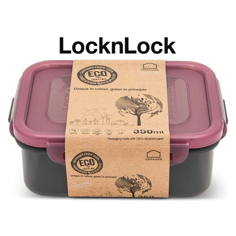 

Lock & Lock LocknLock Eco Rectangular Food Container 350ml - Airtight, Microwave, Freezer, and Dishwasher Safe