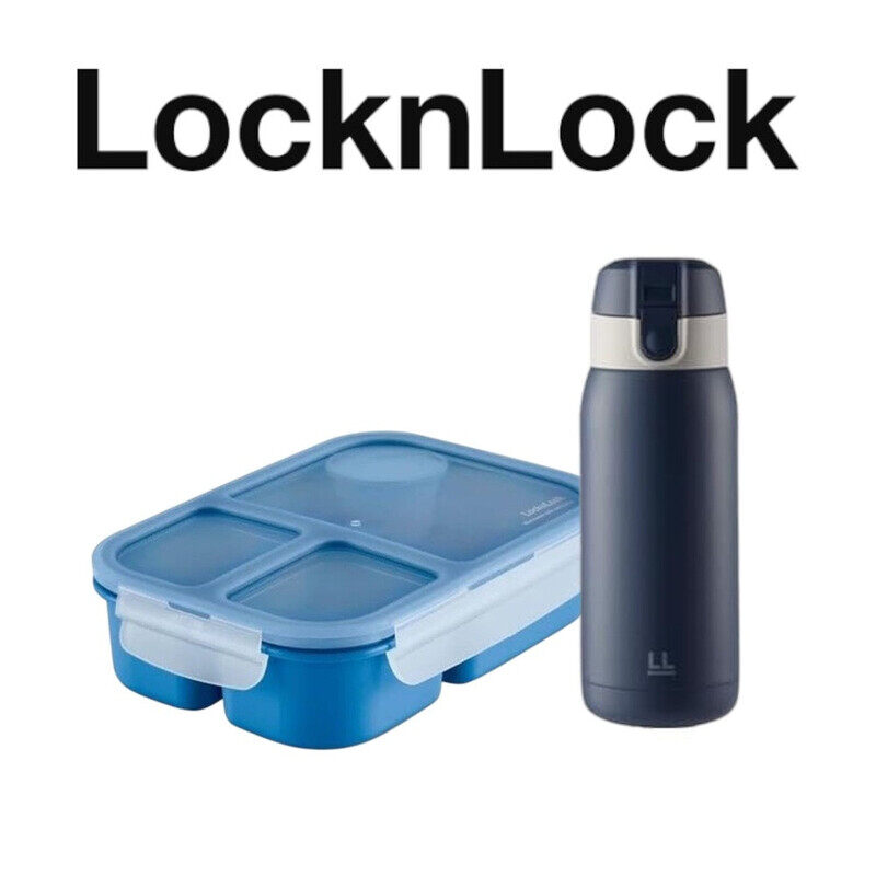 

LocknLock To Go Lunchbox & Chubby Tumbler Pack - Stylish & Practical On-the-Go Blue Set