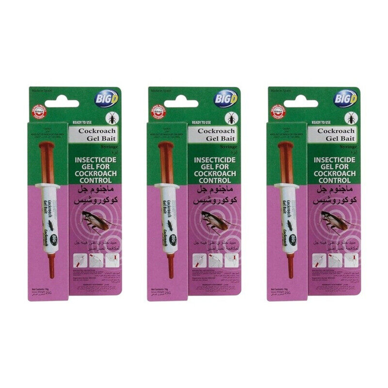 

Big D Extreme Cockroach Gel Syringe 25g - PACK of 3 - Odorless Roach Killer Gel for Fast & Effective Colony Elimination