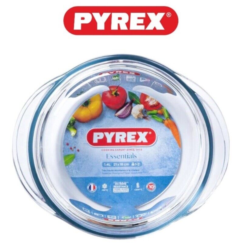 

Pyrex Essential 1.4L Round Casserole - Durable Borosilicate Glass for Versatile Cooking and Serving